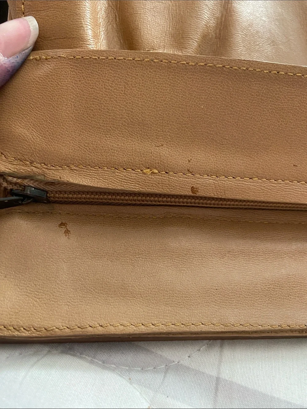 VTG JACARANDA TAN LEATHER CLUTCH PURSE Brazilian Rosewood 70s